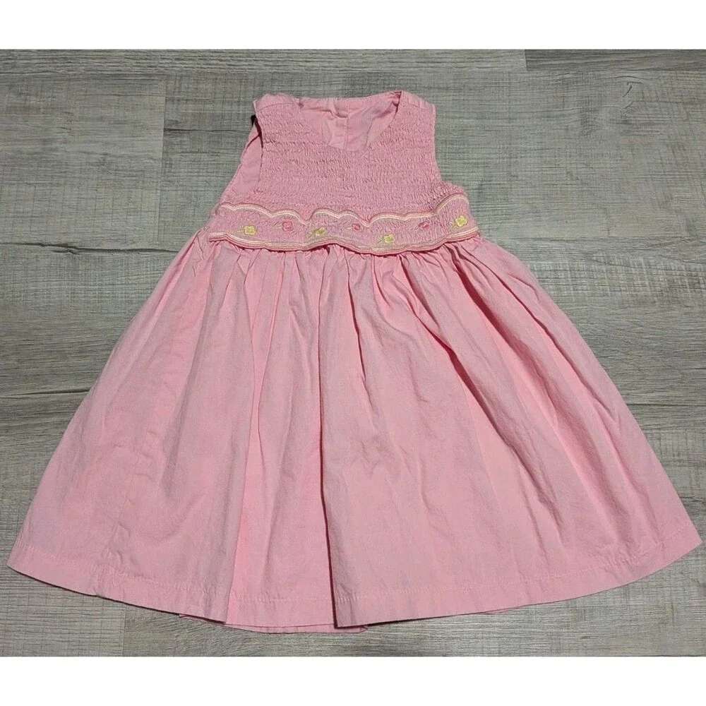 Gymboree Girls Cotton Fancy Fully Lined Sleevless Smocked Dress Sz 12-18 Mos